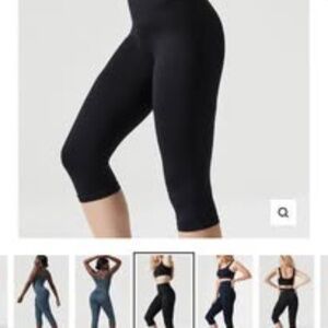 Blanqi Hipster Support Cropped Leggings - black & storm colors - size medium